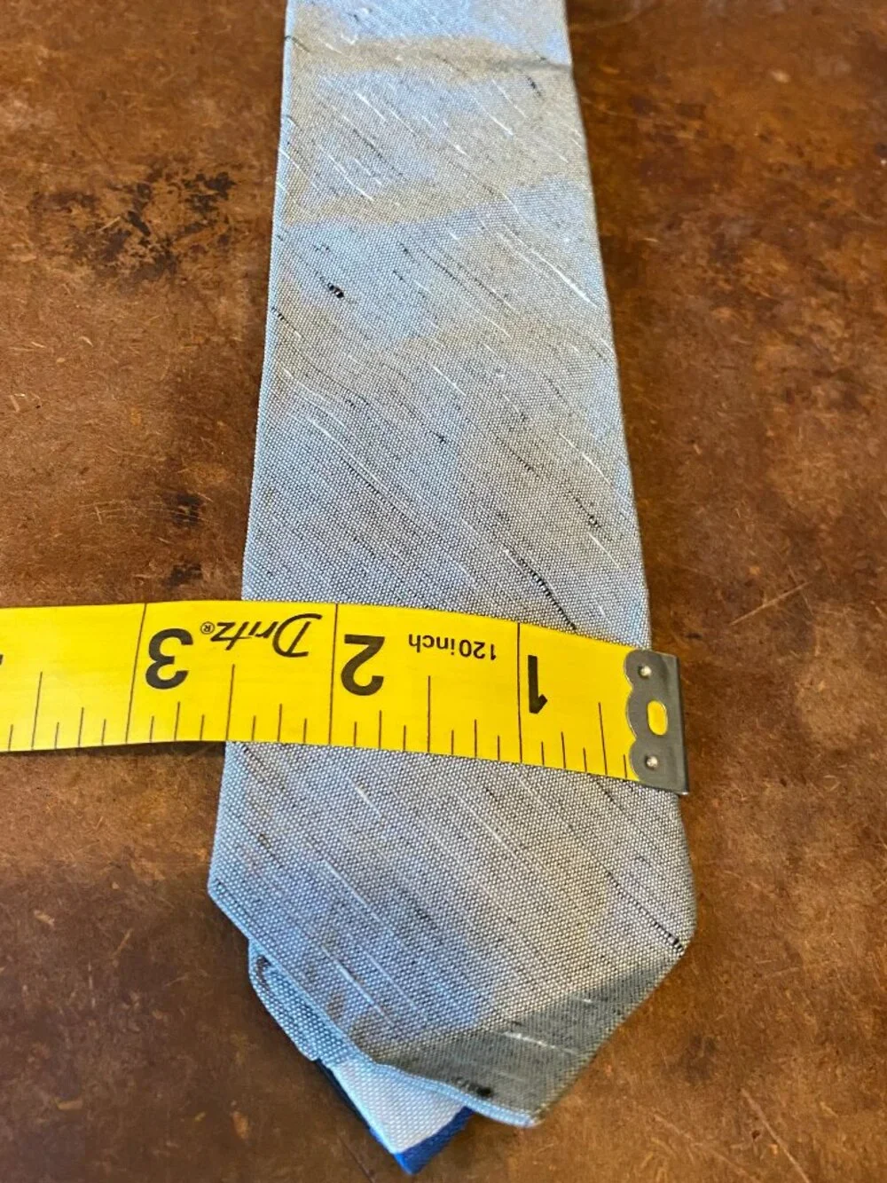 1960s Blue Slim Skinny Tie With Stripes Vintage
